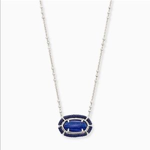 Kendra Scott Threaded Elisa Silver Pendant Necklace in Navy Dusted Glass
